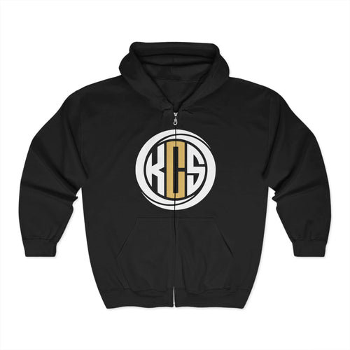 Lightweight black zip up hoodie with KCS logo, perfect for adults, by HONSON VENTURES LIMITED.