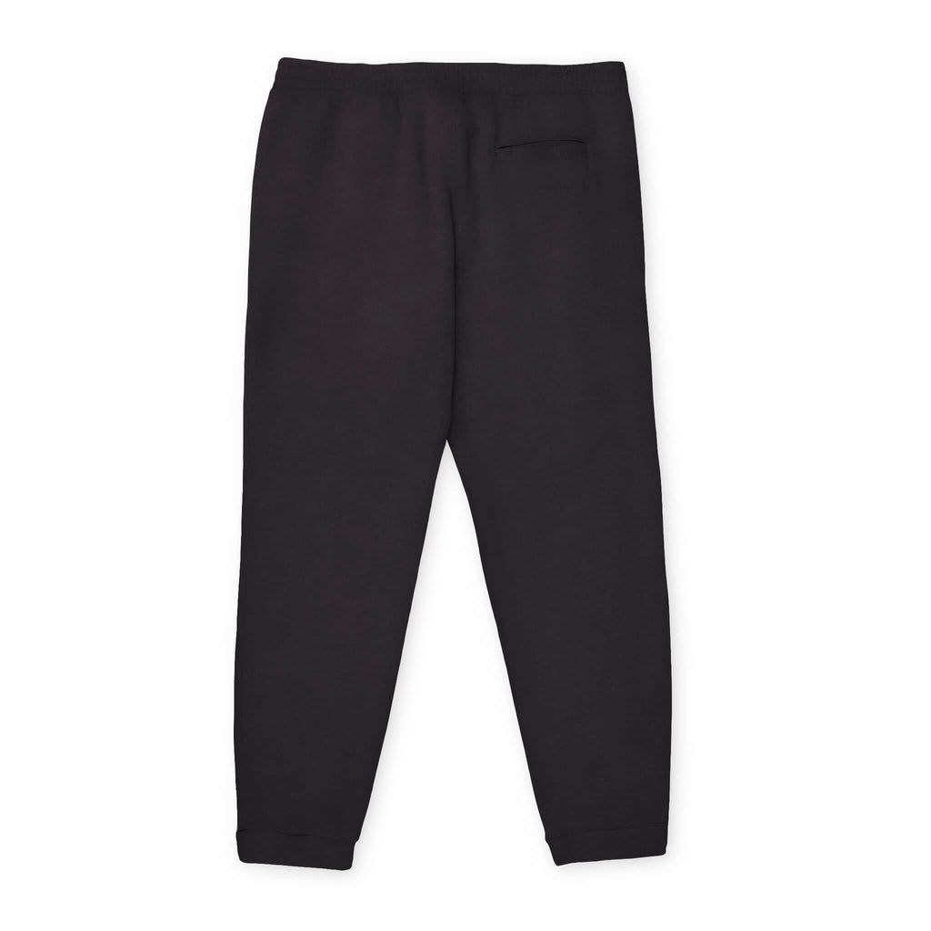 Black Adidas joggers with a relaxed fit and single back pocket, perfect for casual wear and exercise.