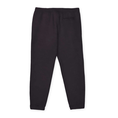 Black Adidas joggers with a relaxed fit and single back pocket, perfect for casual wear and exercise.